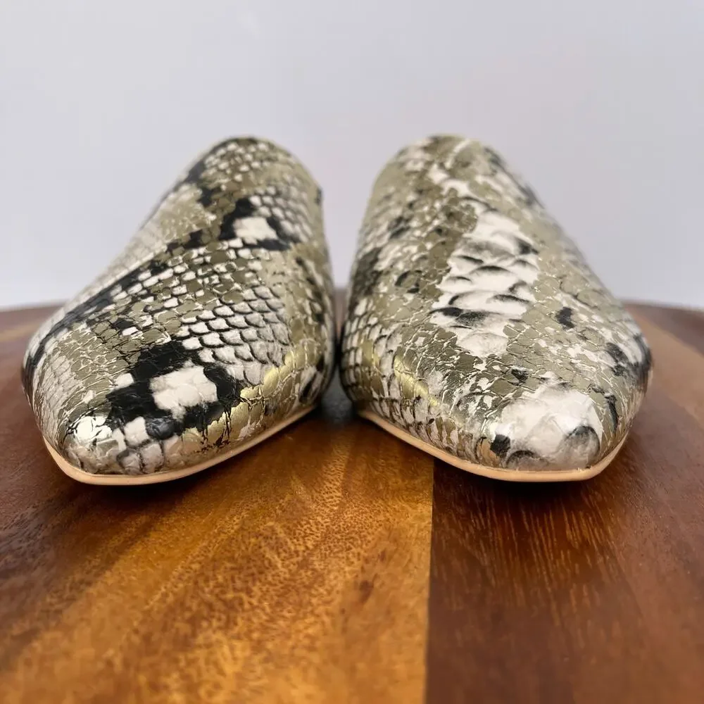 New York & Co Kate Flat Mule Snakeprint Ivory Womens Size 6.5 Flats Mules Shoes